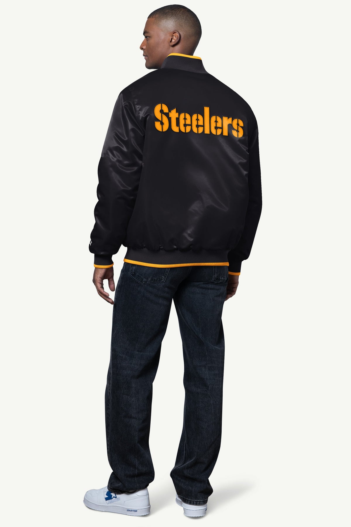 Starter MENS PITTSBURGH STEELERS AMBASSADOR SATIN VARSITY JACKET