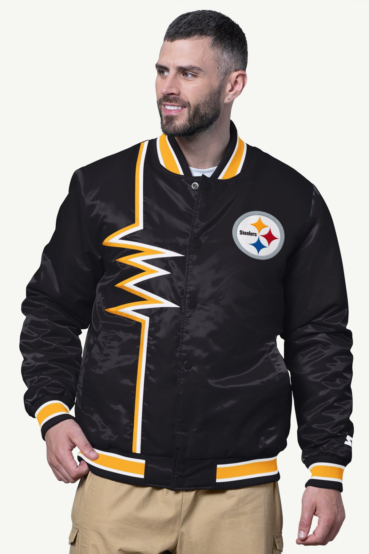 Starter MENS PITTSBURGH STEELERS SHOCK WAVE SATIN JACKET