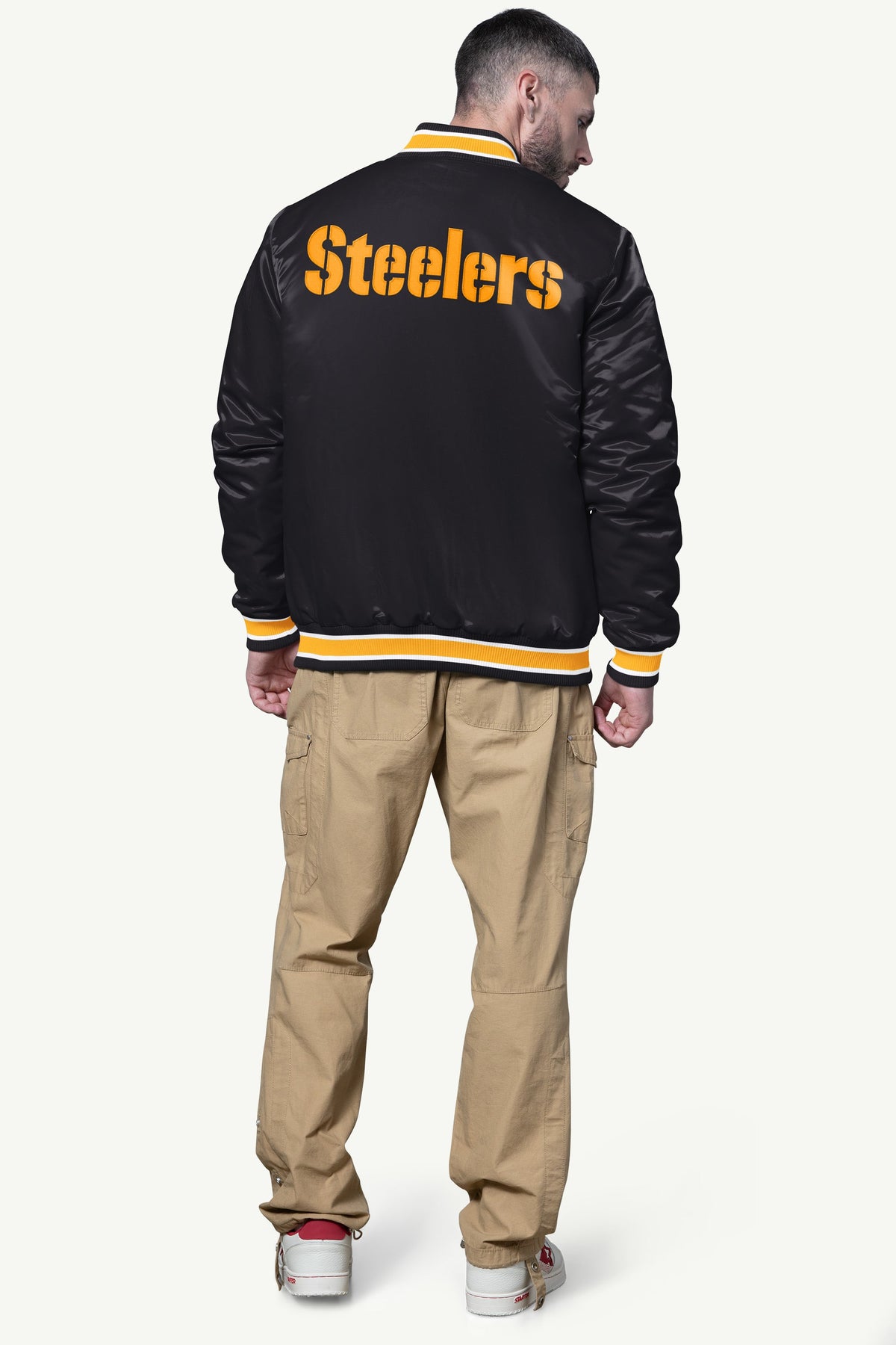 Starter MENS PITTSBURGH STEELERS SHOCK WAVE SATIN JACKET