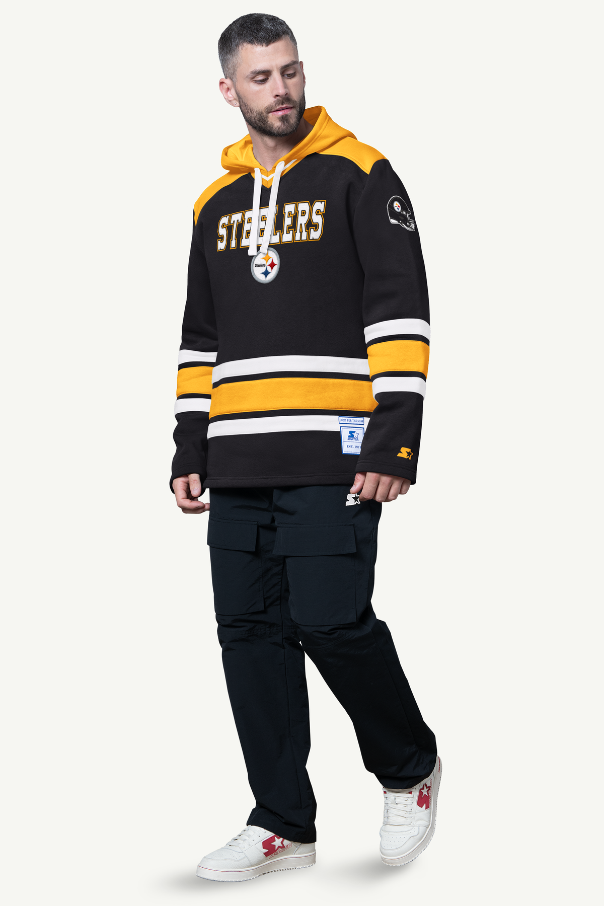 Starter MENS PITTSBURGH STEELERS SLAP SHOT HOODED HOCKEY PULLOVER