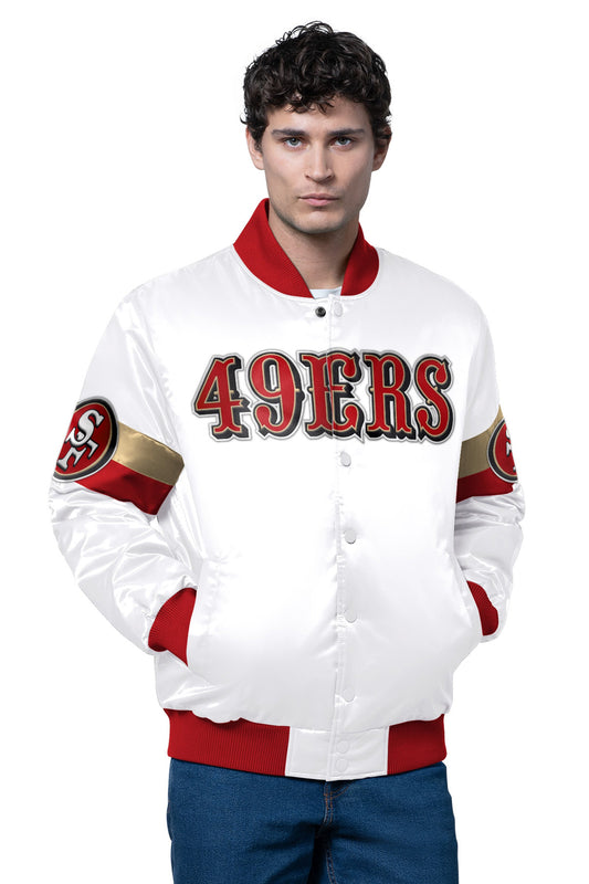 Starter MENS SAN FRANCISCO 49ERS TRIPLE OPTION SATIN VARSITY JACKET