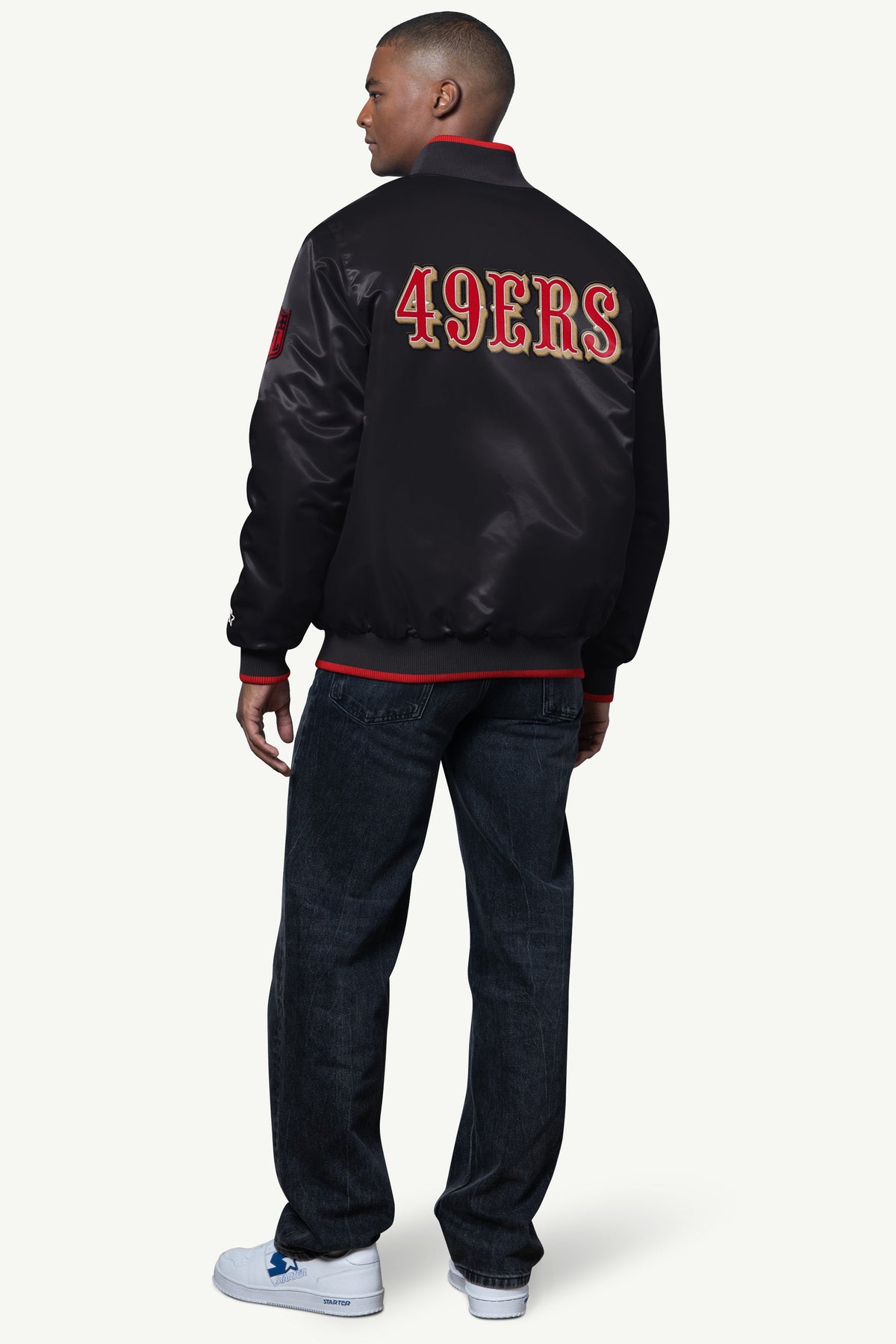 Starter MENS SAN FRANCISCO 49ERS AMBASSADOR SATIN VARSITY JACKET