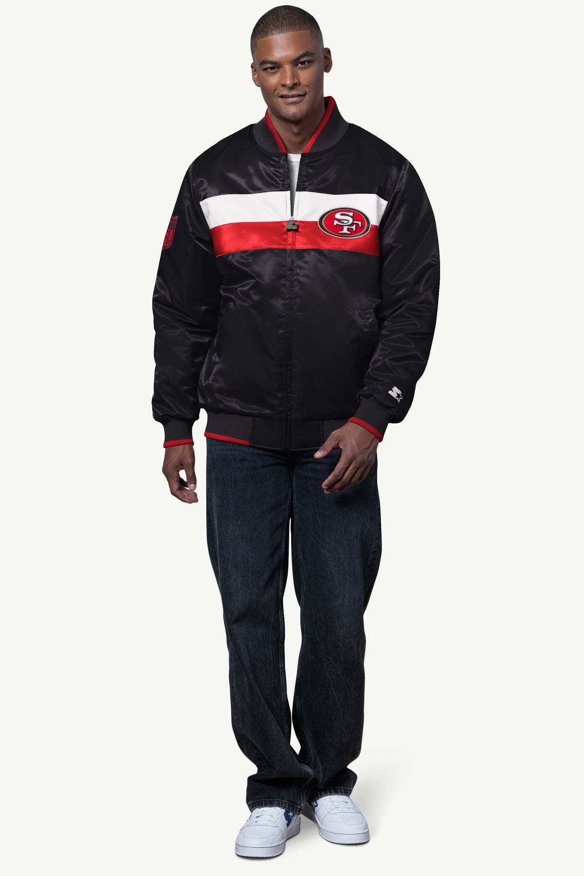 Starter MENS SAN FRANCISCO 49ERS AMBASSADOR SATIN VARSITY JACKET