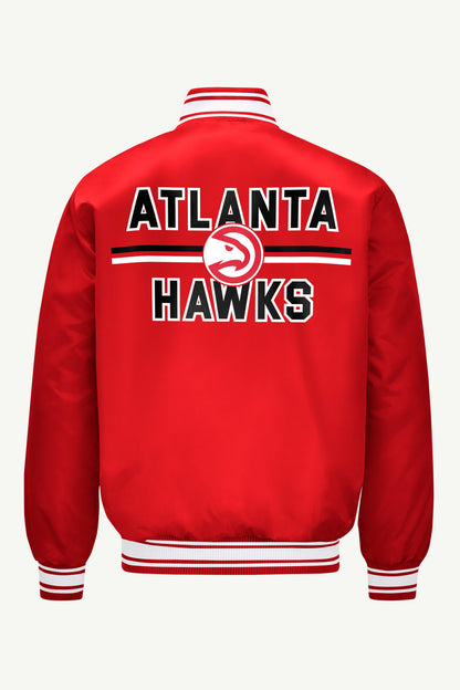 Starter MENS ATLANTA HAWKS MESH LOOK SATIN VARSITY JACKET