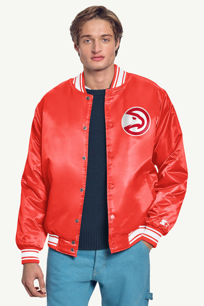 Starter MENS ATLANTA HAWKS PRINTED GRAPHIC SATIN VARSITY JACKET