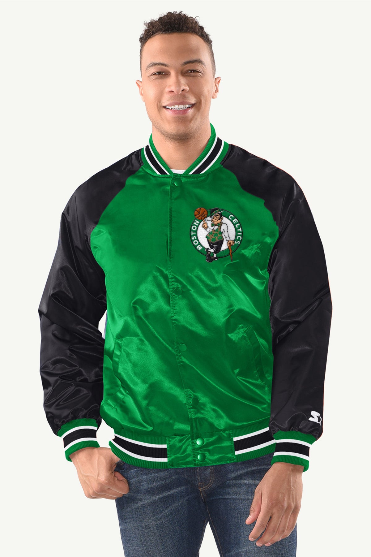 Starter MENS BOSTON CELTICS INDUCTEE SATIN VARSITY JACKET