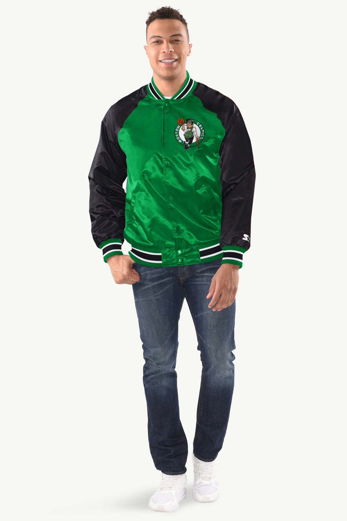 Starter MENS BOSTON CELTICS INDUCTEE SATIN VARSITY JACKET