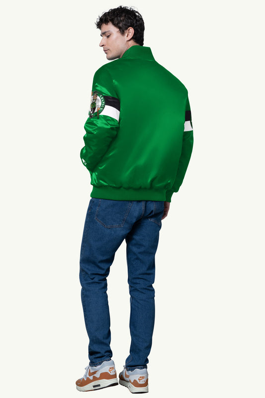 Starter MENS BOSTON CELTICS TRIPLE OPTION SATIN VARSITY JACKET