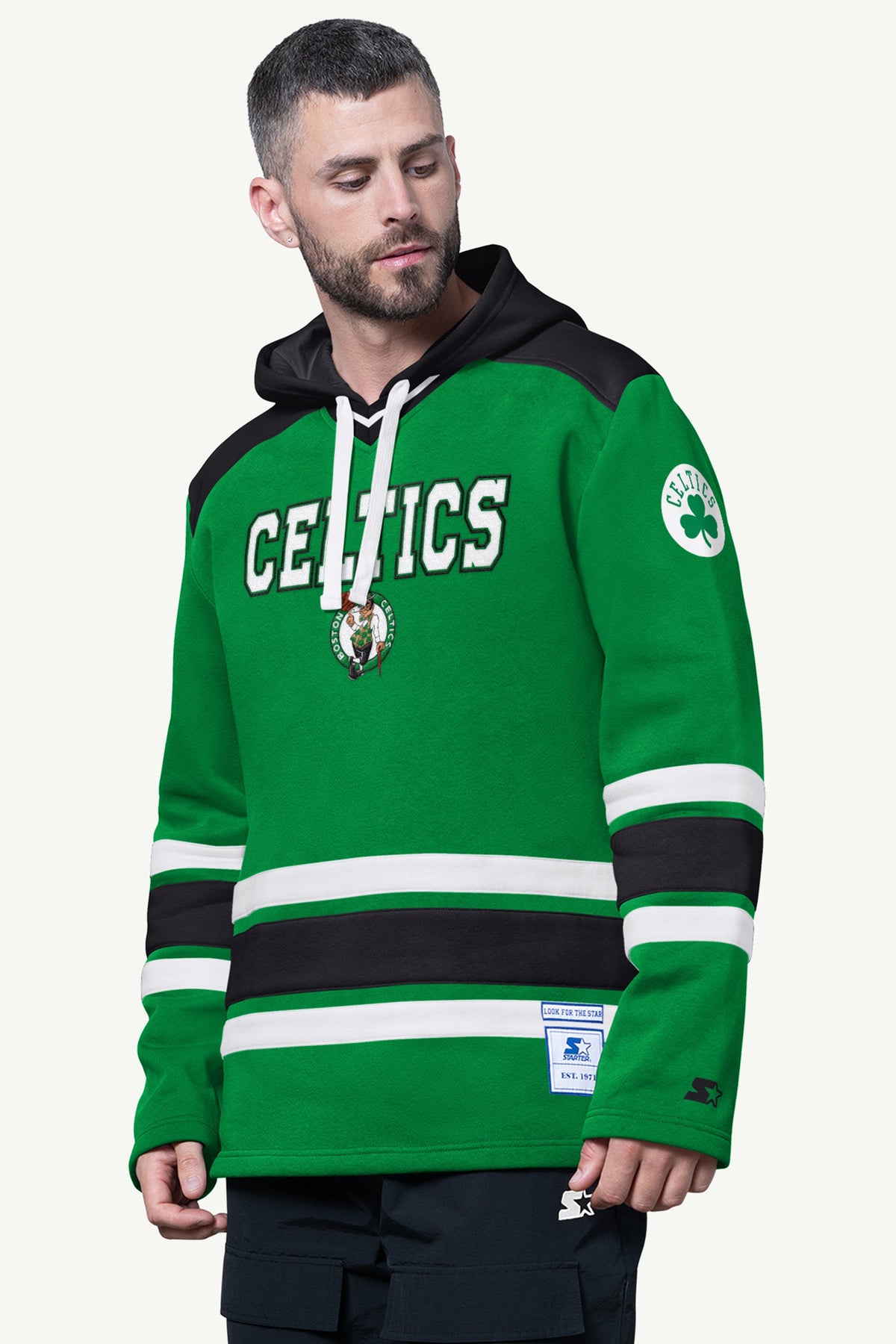 Starter MENS BOSTON CELTICS SLAP SHOT HOODED HOCKEY PULLOVER