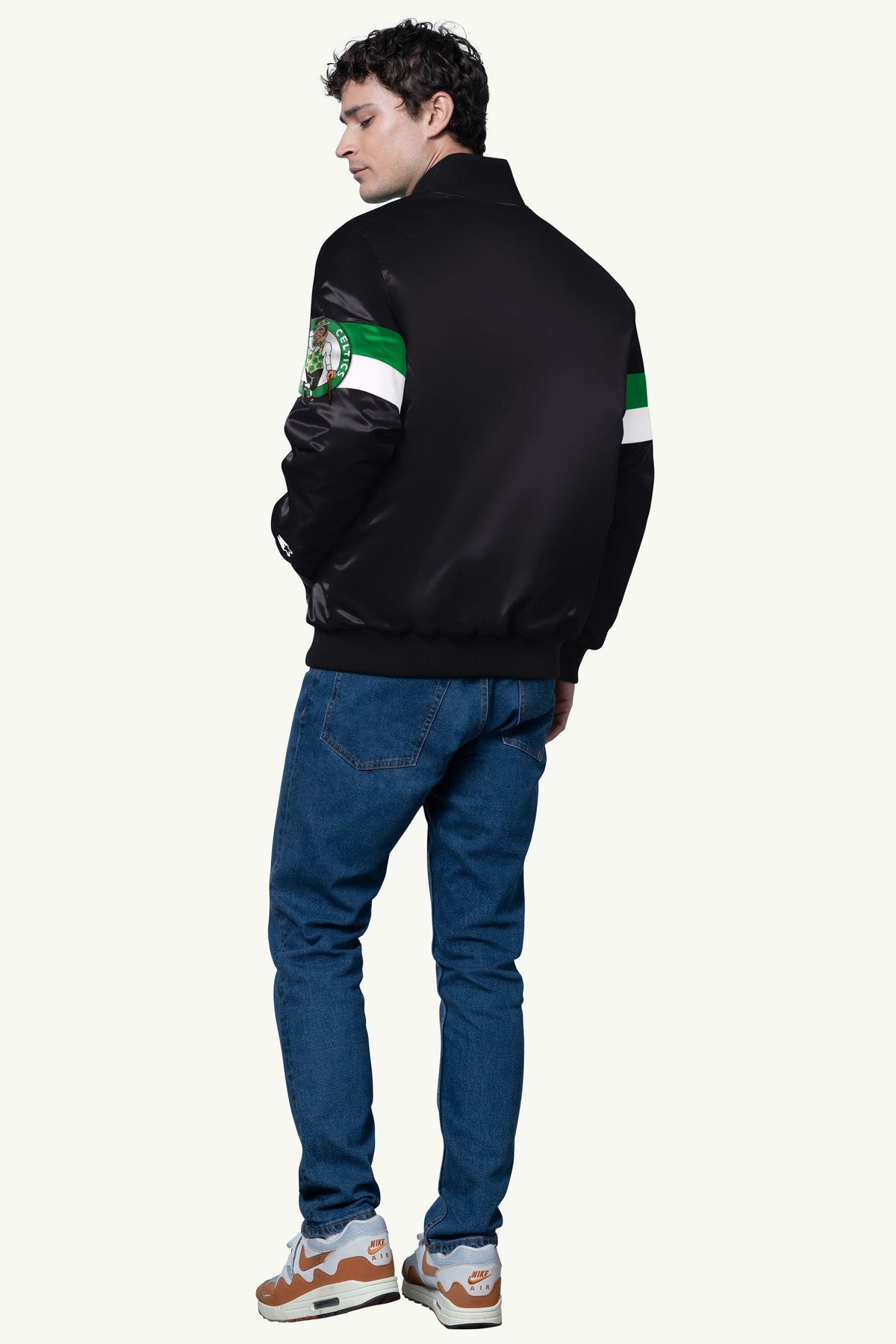 Starter MENS BOSTON CELTICS TRIPLE OPTION SATIN VARSITY JACKET