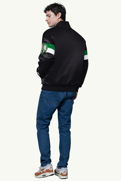 Starter MENS BOSTON CELTICS TRIPLE OPTION SATIN VARSITY JACKET