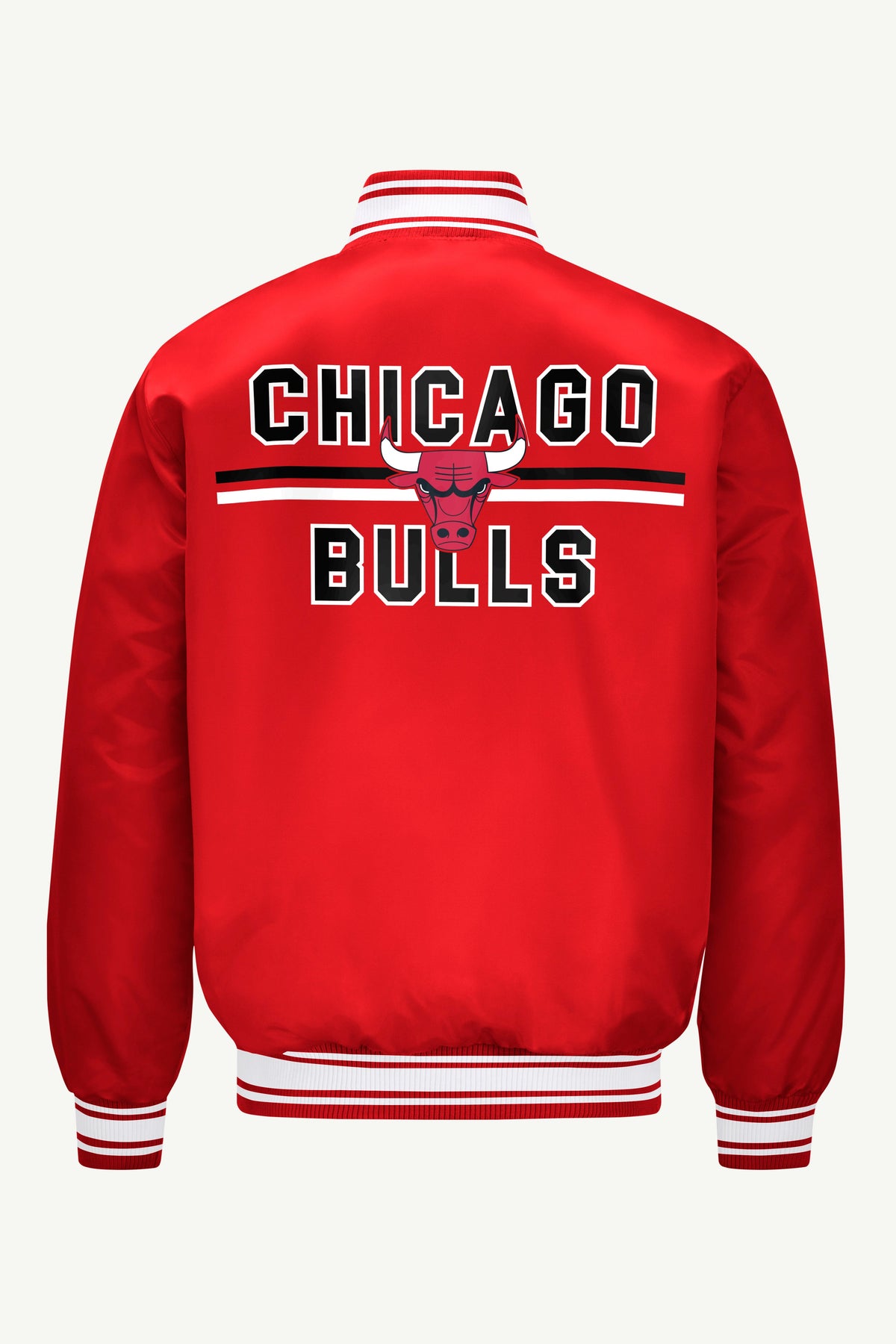 Starter MENS CHICAGO BULLS MESH LOOK SATIN VARSITY JACKET