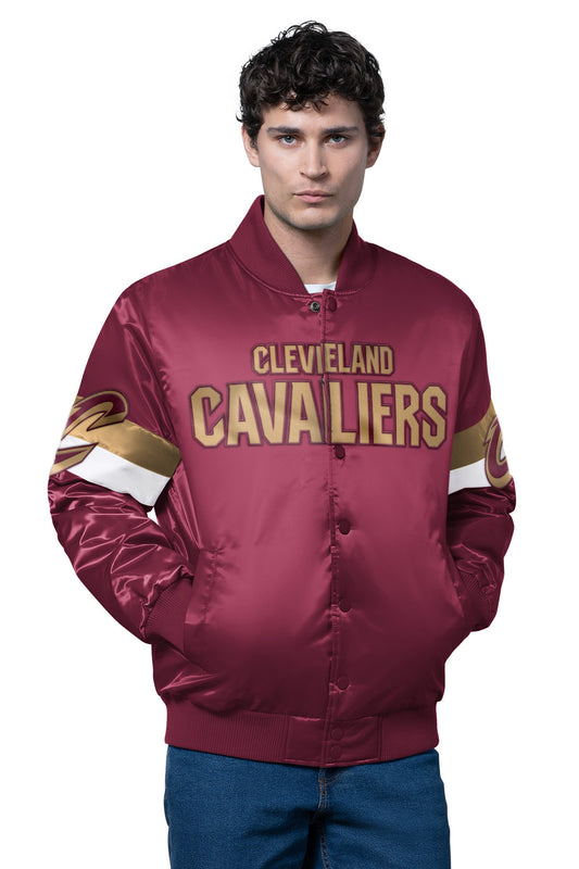 Starter MENS CLEVELAND CAVALIERS TRIPLE OPTION SATIN VARSITY JACKET