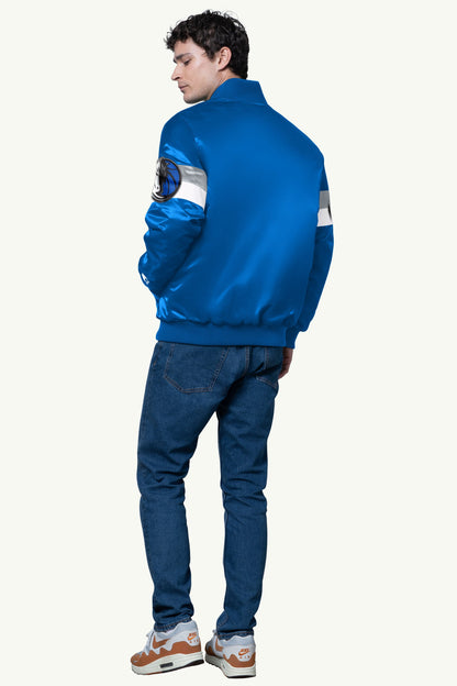 Starter MENS DALLAS MAVERICKS TRIPLE OPTION SATIN VARSITY JACKET