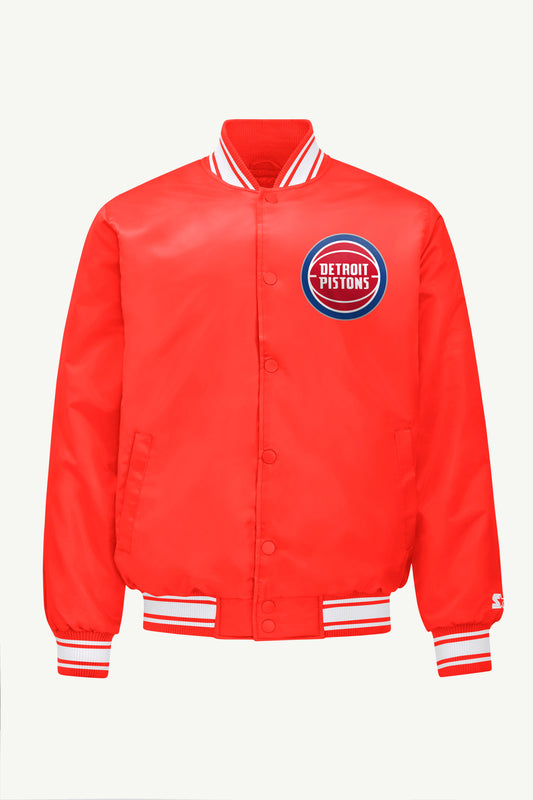 Starter MENS DETROIT PISTONS PRINTED GRAPHIC SATIN VARSITY JACKET
