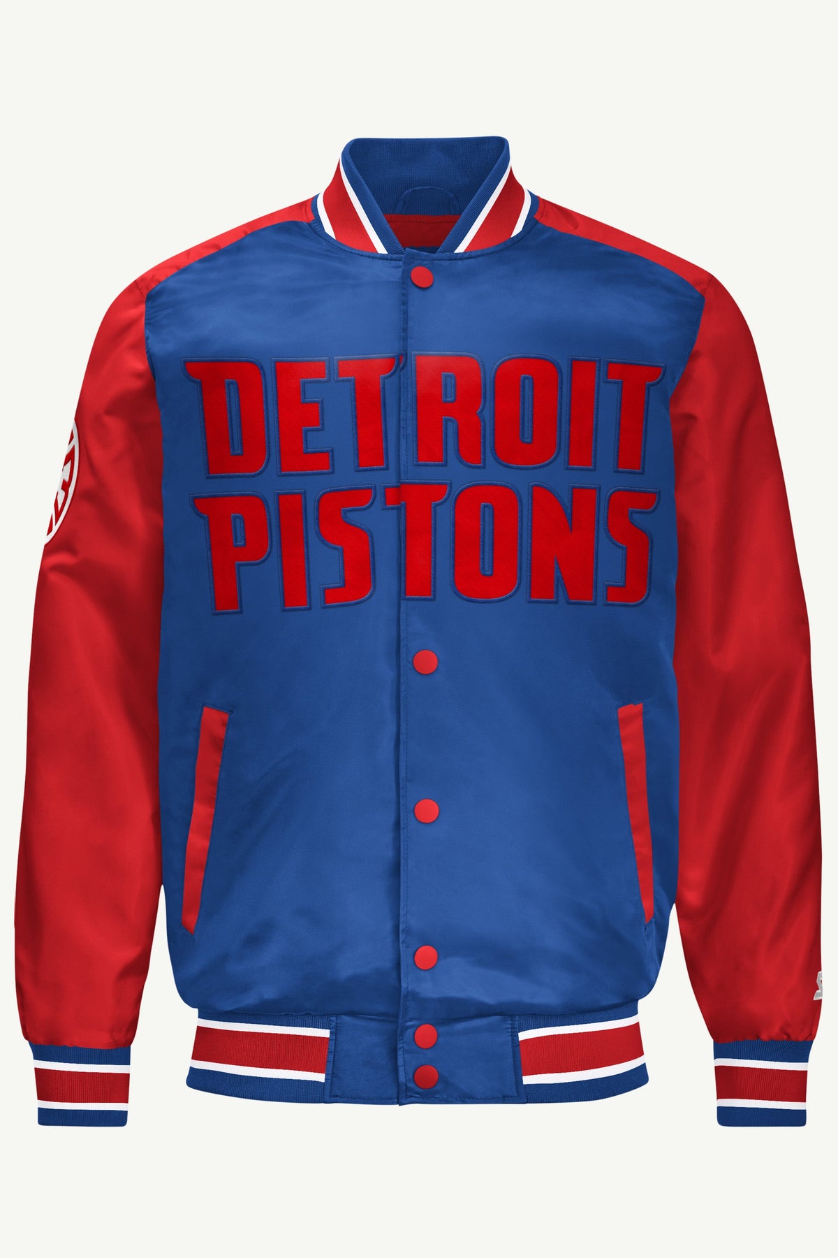 Starter MENS DETROIT PISTONS SATIN VARSITY JACKET