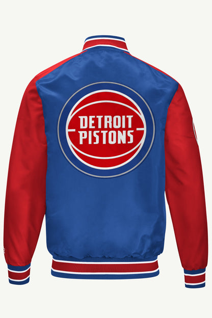 Starter MENS DETROIT PISTONS SATIN VARSITY JACKET