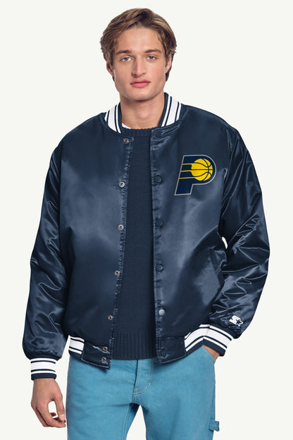 Starter MENS INDIANA PACERS PRINTED GRAPHIC SATIN VARSITY JACKET