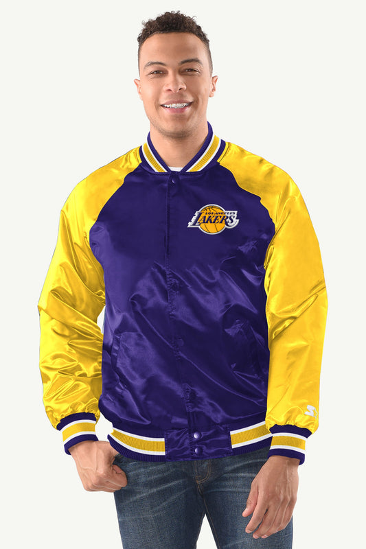 Starter MENS LA LAKERS INDUCTEE SATIN VARSITY JACKET