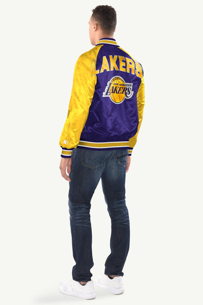 Starter MENS LA LAKERS INDUCTEE SATIN VARSITY JACKET