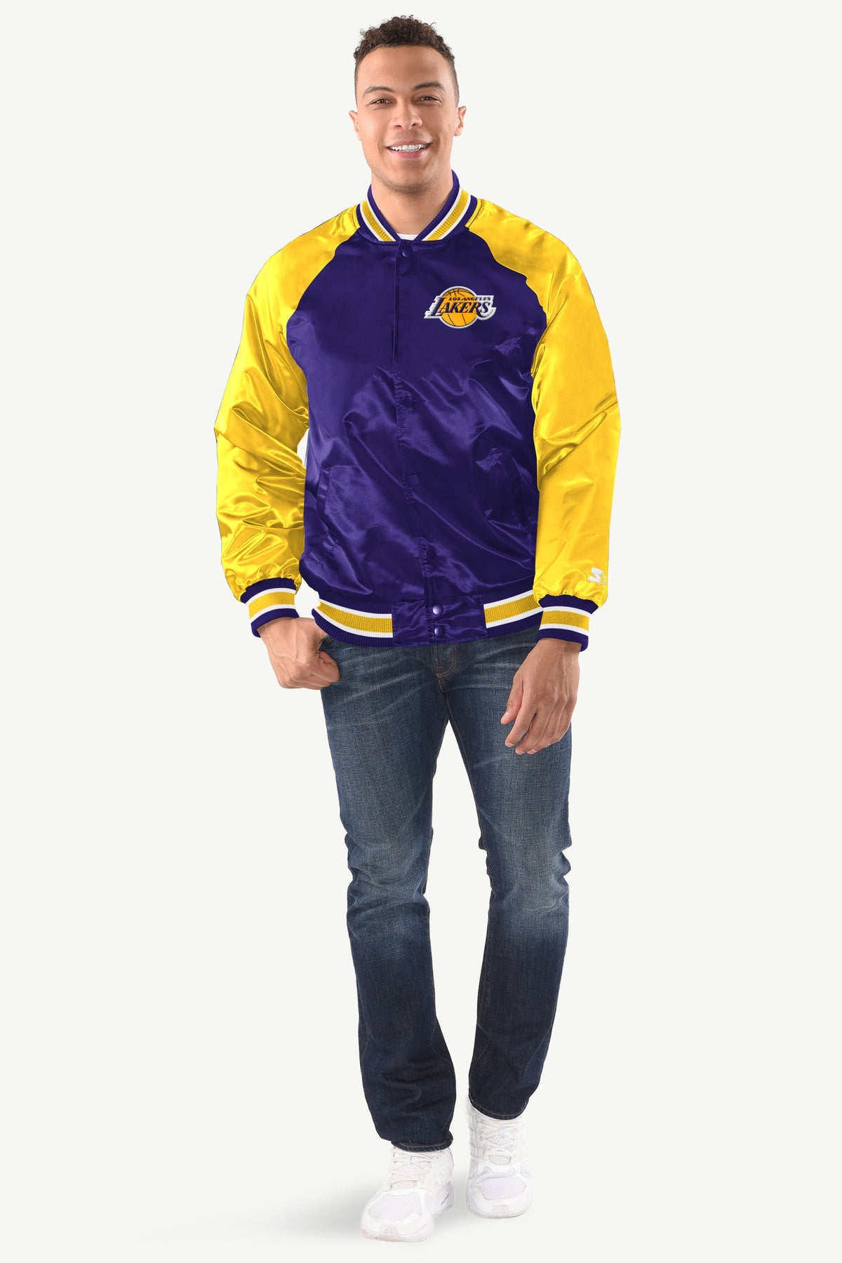 Starter MENS LA LAKERS INDUCTEE SATIN VARSITY JACKET