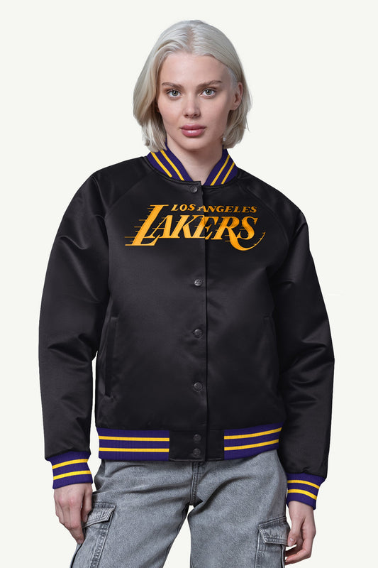 Starter WOMENS LA LAKERS FINAL SCORE SATIN VARSITY JACKET