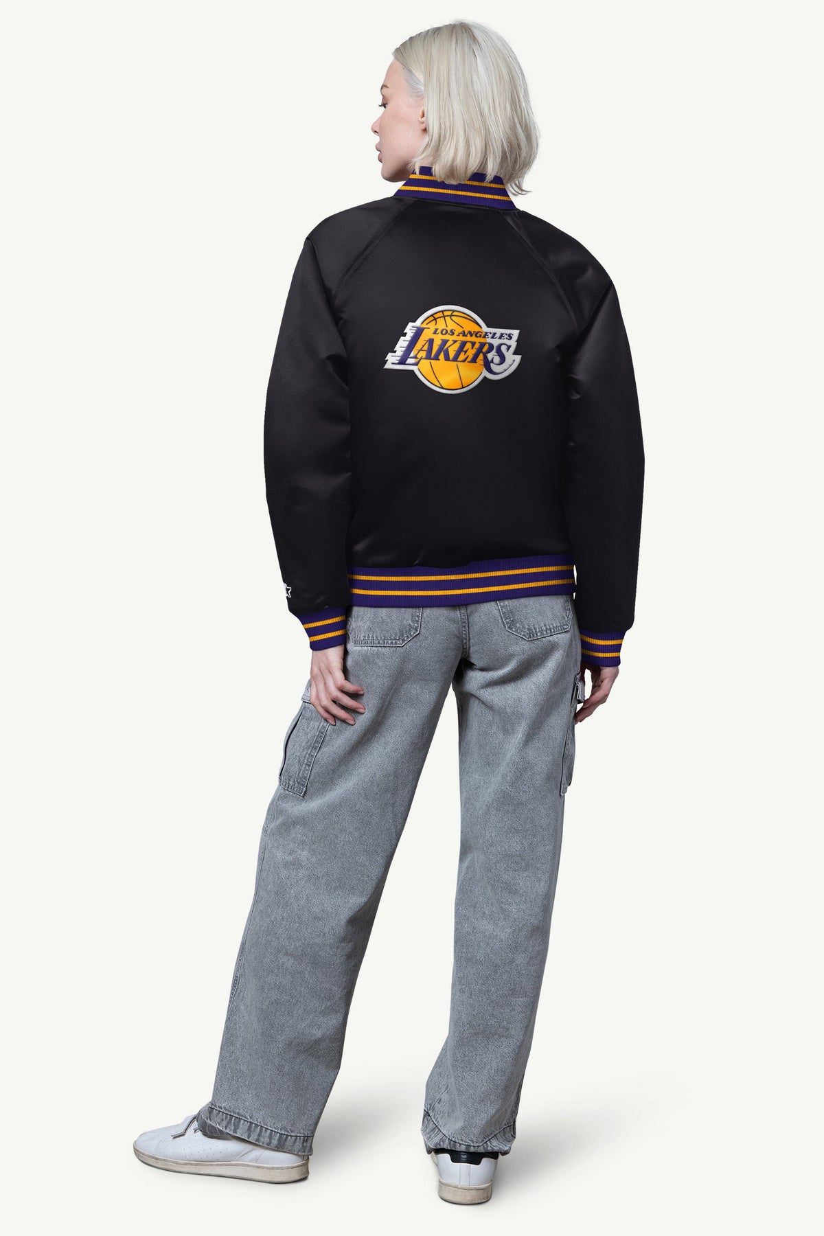 Starter WOMENS LA LAKERS FINAL SCORE SATIN VARSITY JACKET