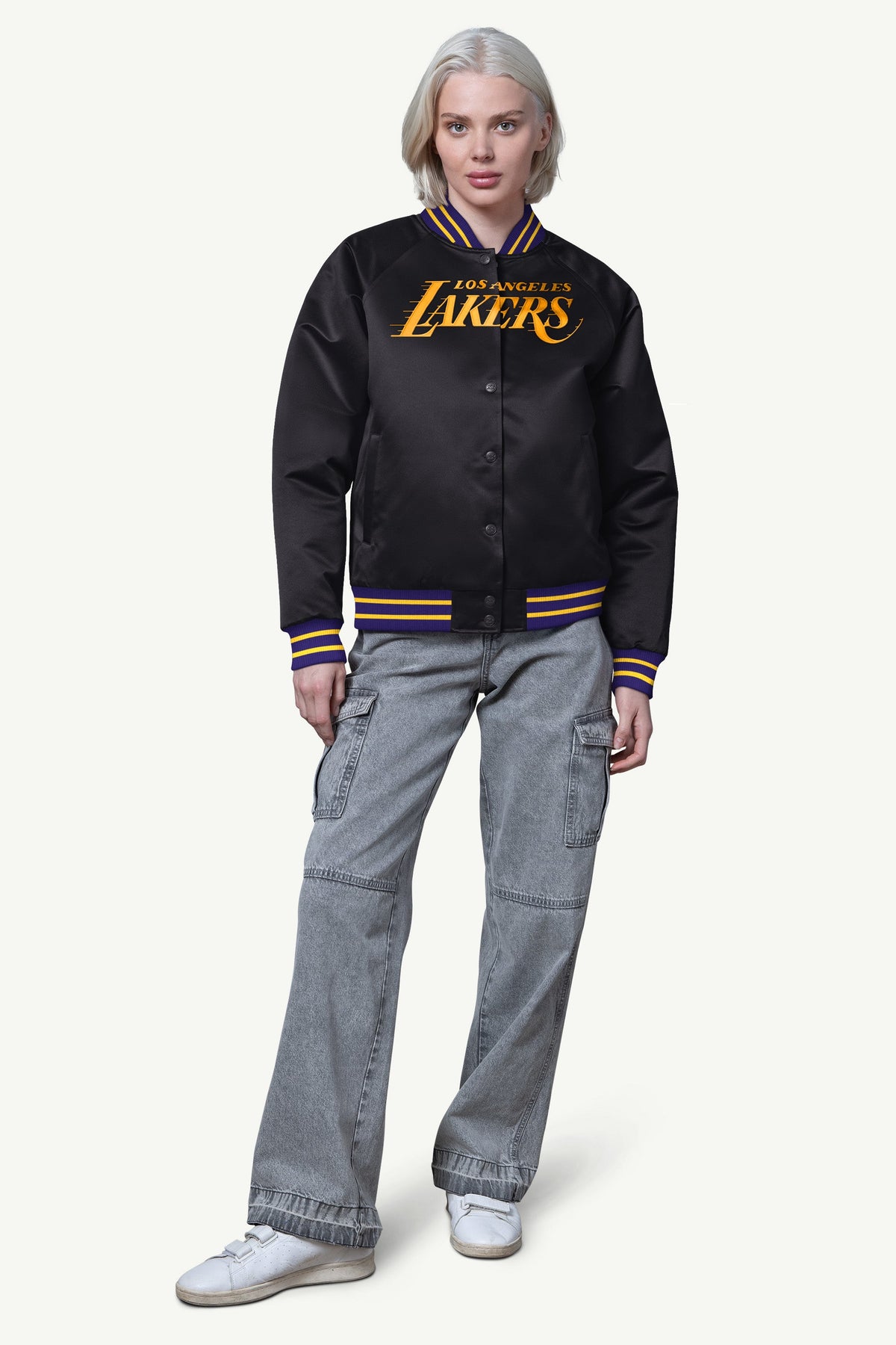 Starter WOMENS LA LAKERS FINAL SCORE SATIN VARSITY JACKET
