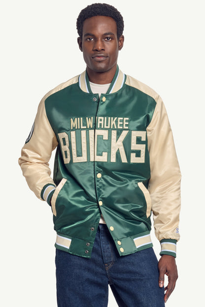 Starter MENS MILWAUKEE BUCKS SATIN VARSITY JACKET
