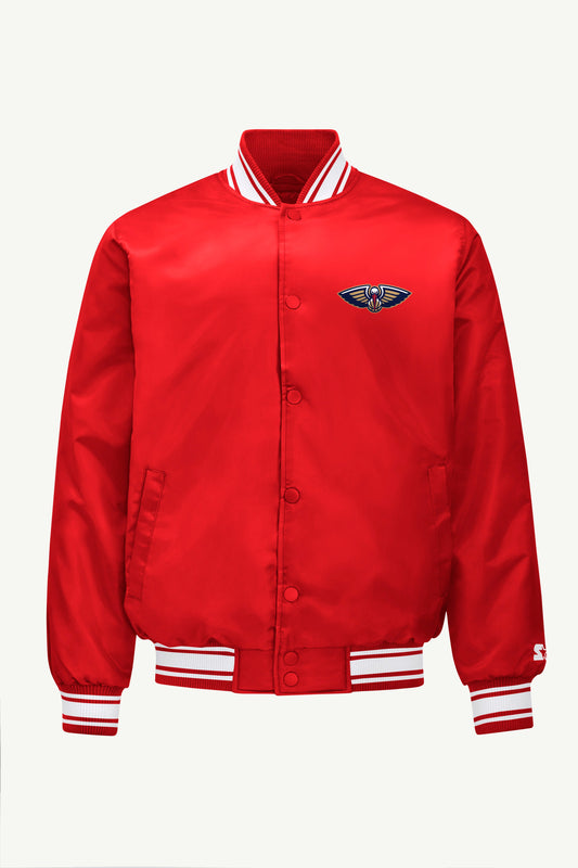Starter MENS NEW ORLEAN PELICANS MESH LOOK SATIN VARSITY JACKET