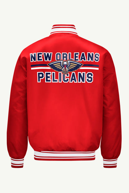 Starter MENS NEW ORLEAN PELICANS MESH LOOK SATIN VARSITY JACKET