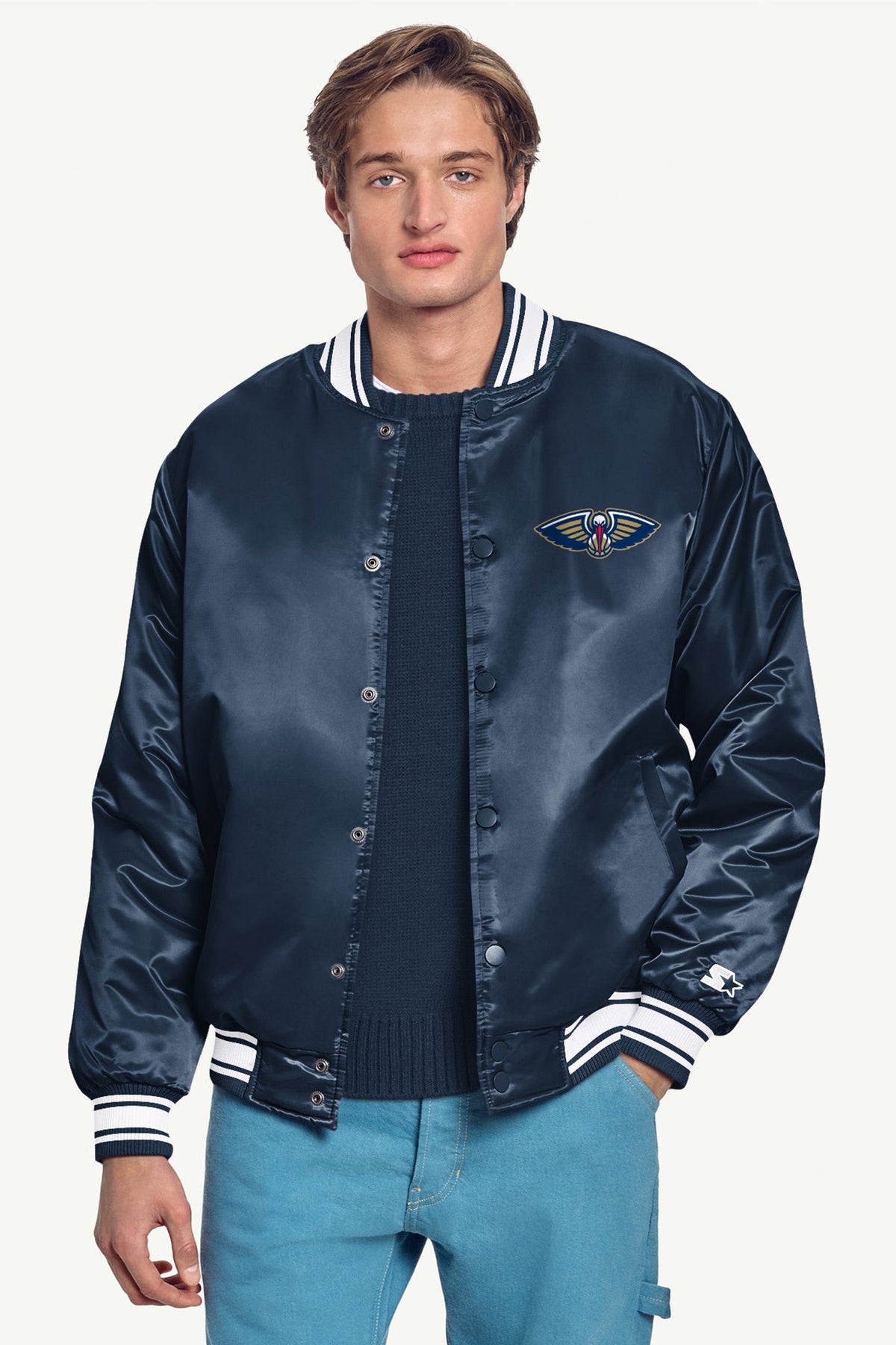 Starter MENS NEW ORLEANS PELICANS SATIN VARSITY JACKET