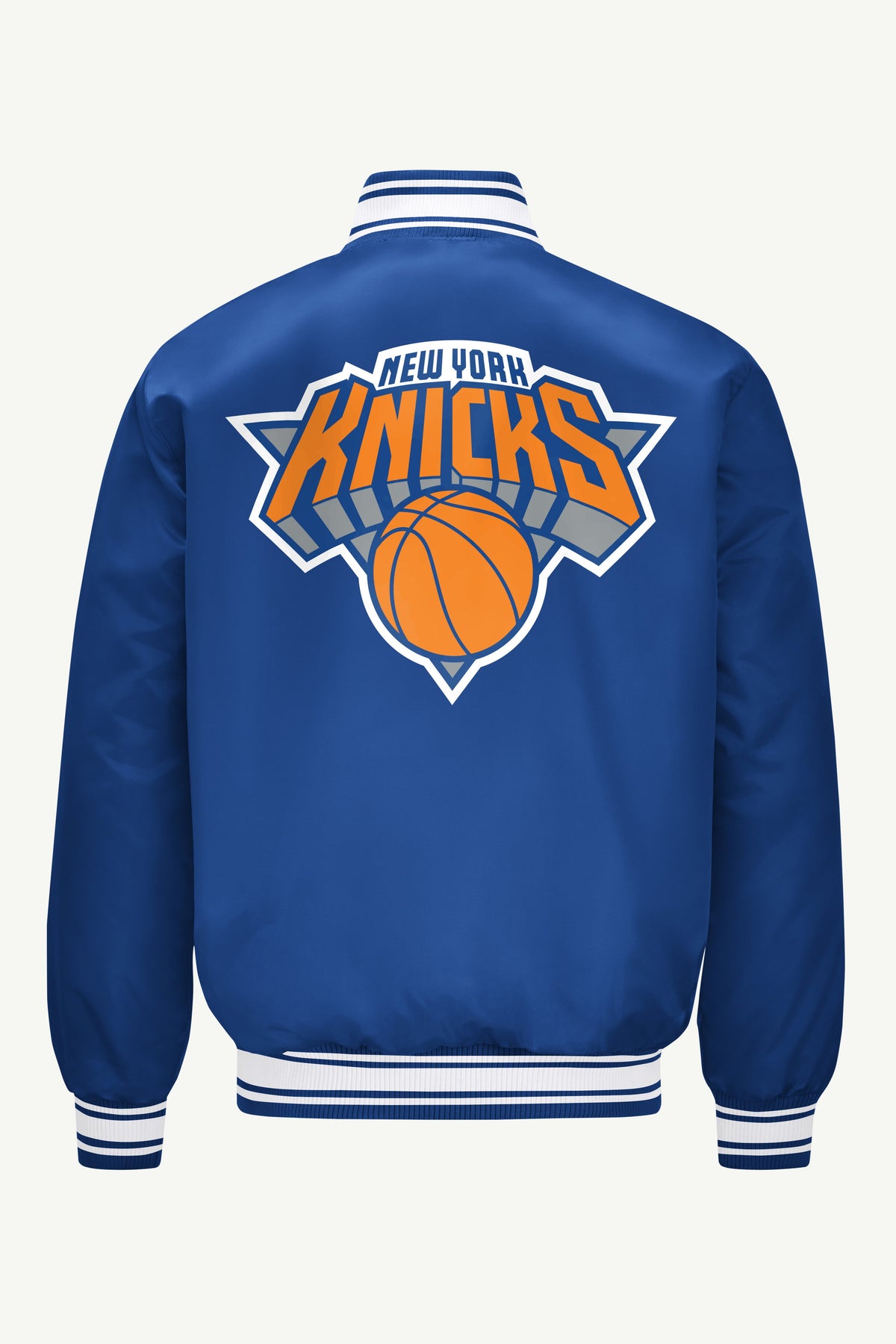 Starter MENS NEW YORK KNICKS PRINTED GRAPHIC LOGO SATIN VARSITY JACKET