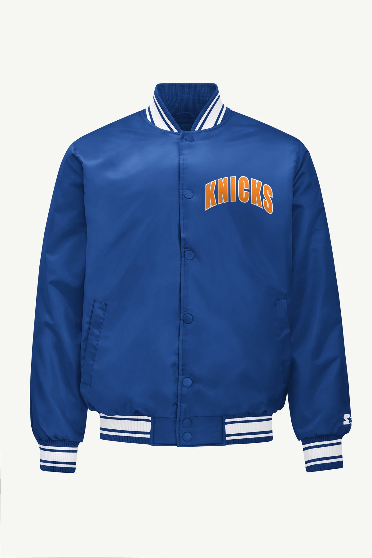 Starter MENS NEW YORK KNICKS PRINTED GRAPHIC LOGO SATIN VARSITY JACKET