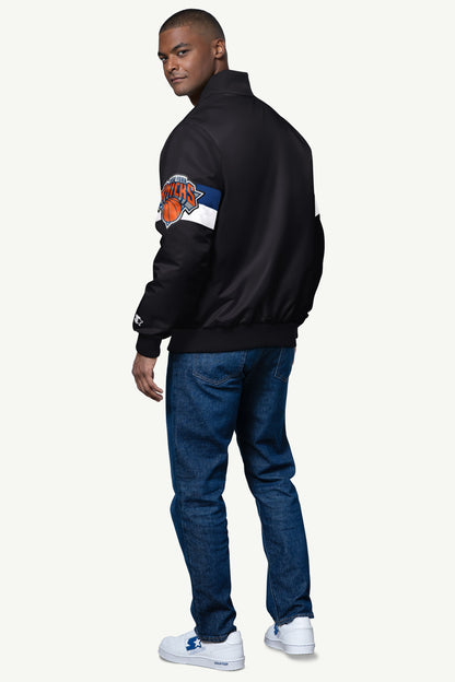 Starter MENS NEW YORK KNICKS TRIPLE OPTION SATIN VARSITY JACKET