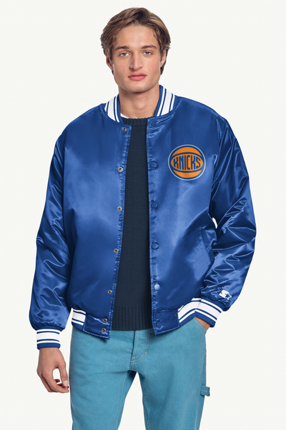 Starter MENS NEW YORK KNICKS PRINTED GRAPHIC BASKETBALL SATIN VARSITY JACKET
