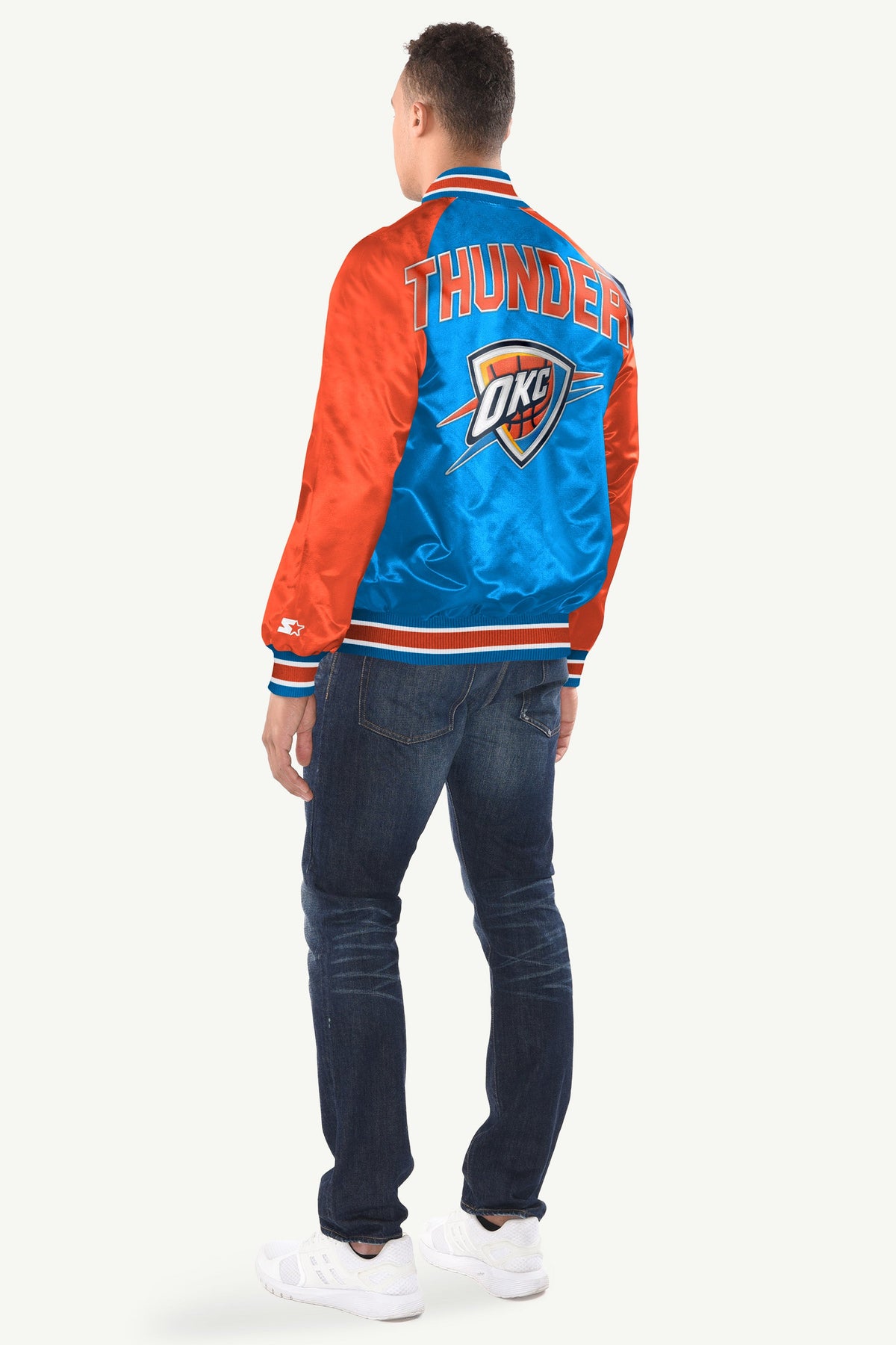 Starter MENS OKLAHOMA CITY THUNDER INDUCTEE SATIN VARSITY JACKET