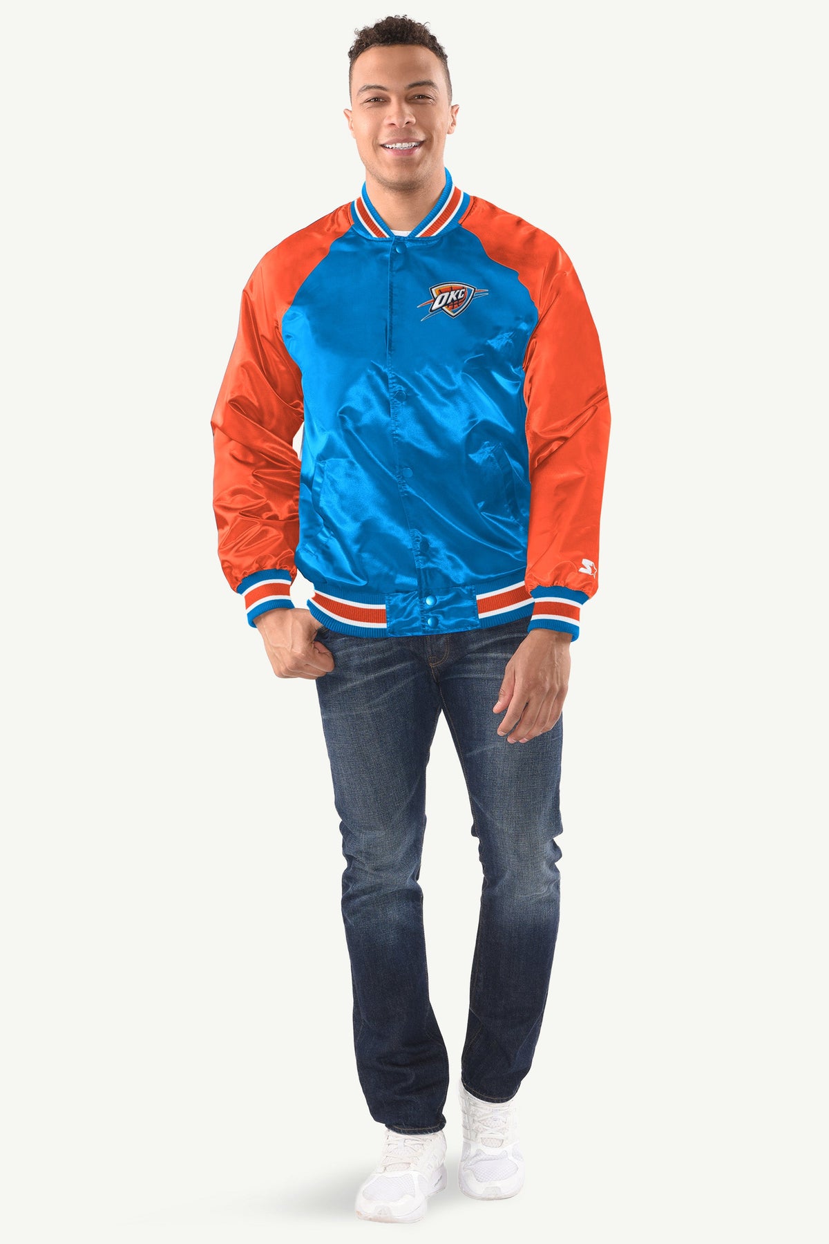 Starter MENS OKLAHOMA CITY THUNDER INDUCTEE SATIN VARSITY JACKET