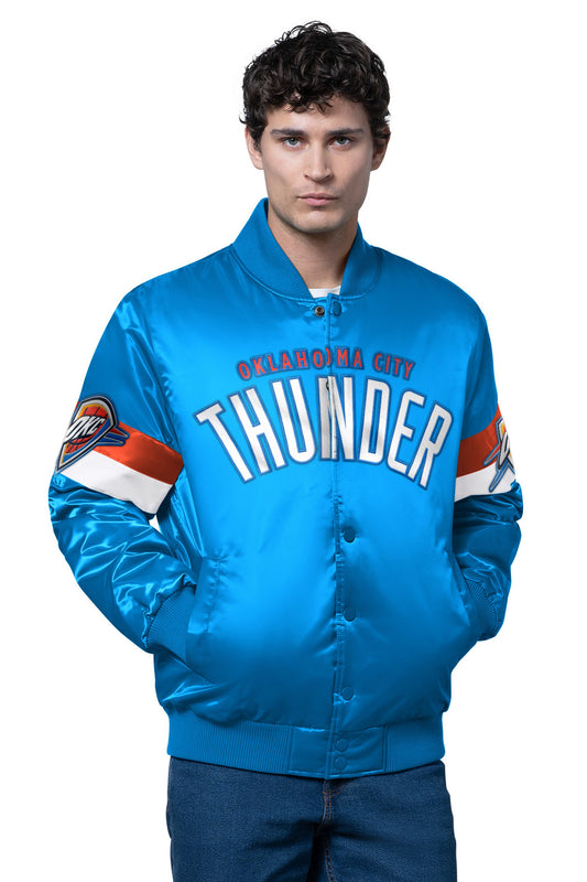 Starter MENS OKLAHOMA CITY THUNDER TRIPLE OPTION SATIN VARSITY JACKET