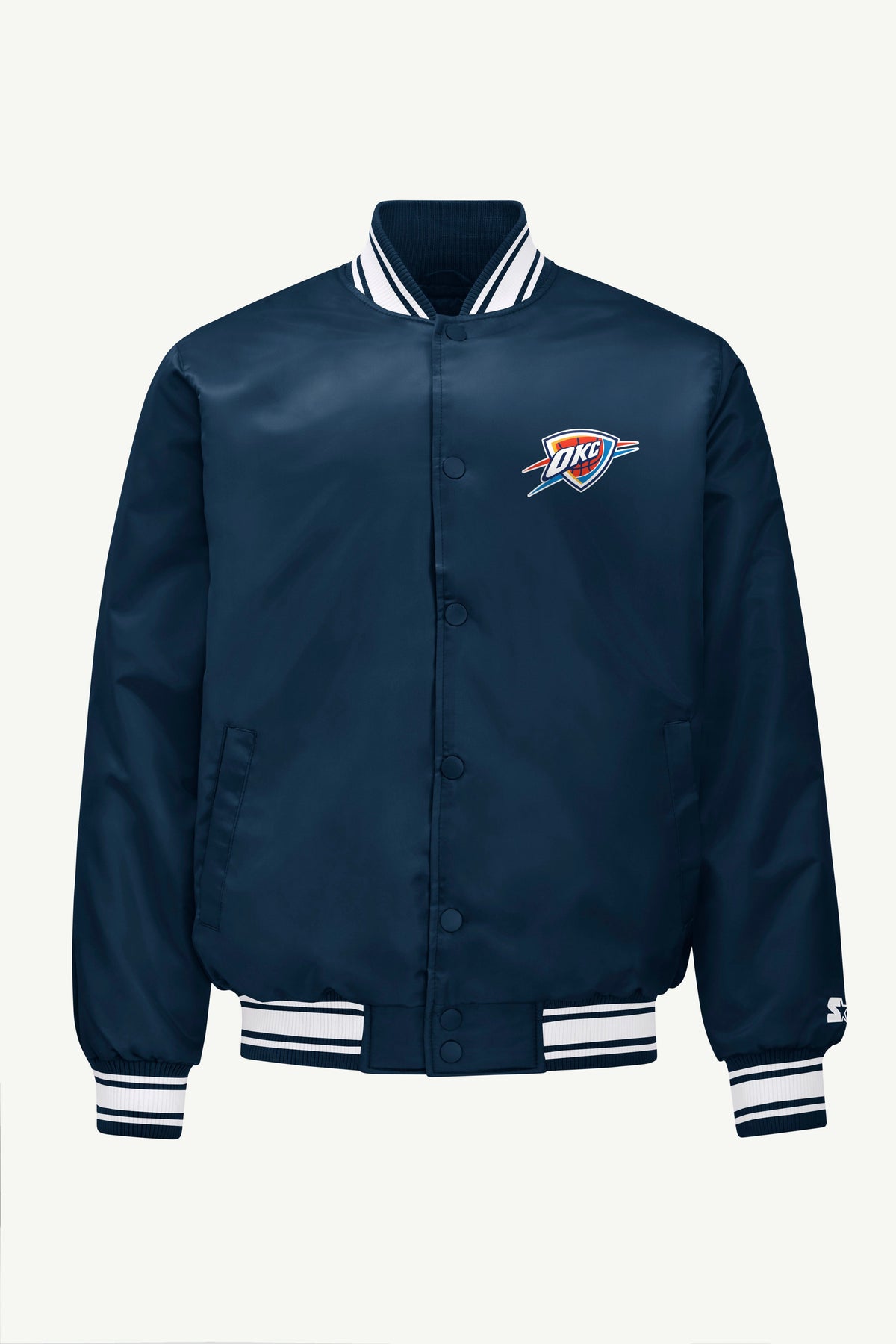 Starter MENS OKLAHOMA CITY THUNDER MESH LOOK SATIN VARSITY JACKET