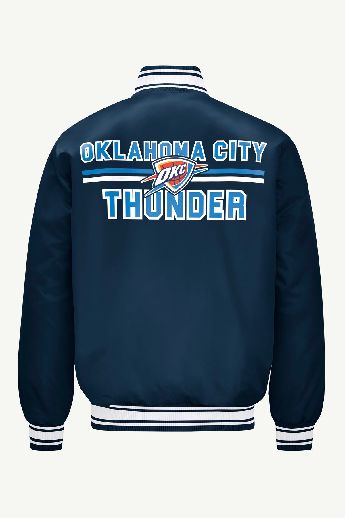 Starter MENS OKLAHOMA CITY THUNDER MESH LOOK SATIN VARSITY JACKET