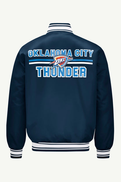Starter MENS OKLAHOMA CITY THUNDER MESH LOOK SATIN VARSITY JACKET