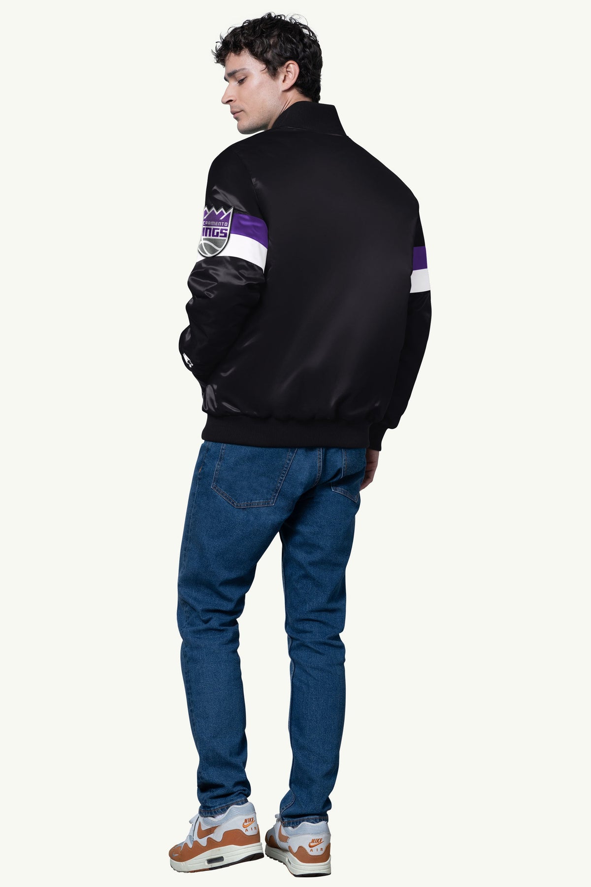 Starter MENS SACRAMENTO KINGS TRIPLE OPTION SATIN VARSITY JACKET