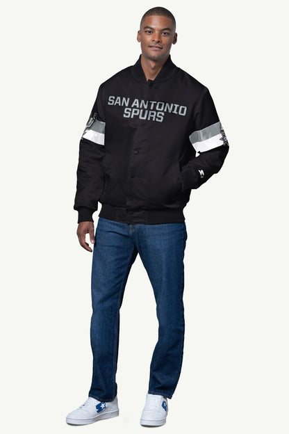 Starter MENS SAN ANTONIO SPURS TRIPLE OPTION SATIN VARSITY JACKET