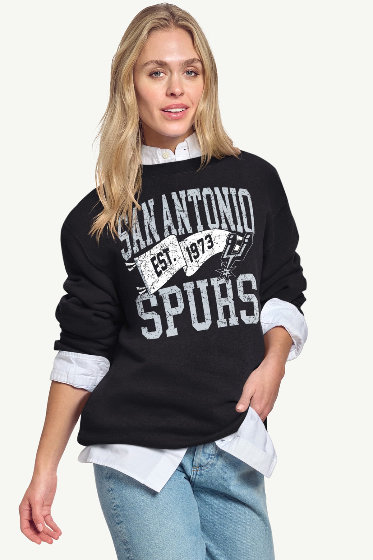 Starter WOMENS SAN ANTONIO SPURS PENNANT SWEATSHIRT