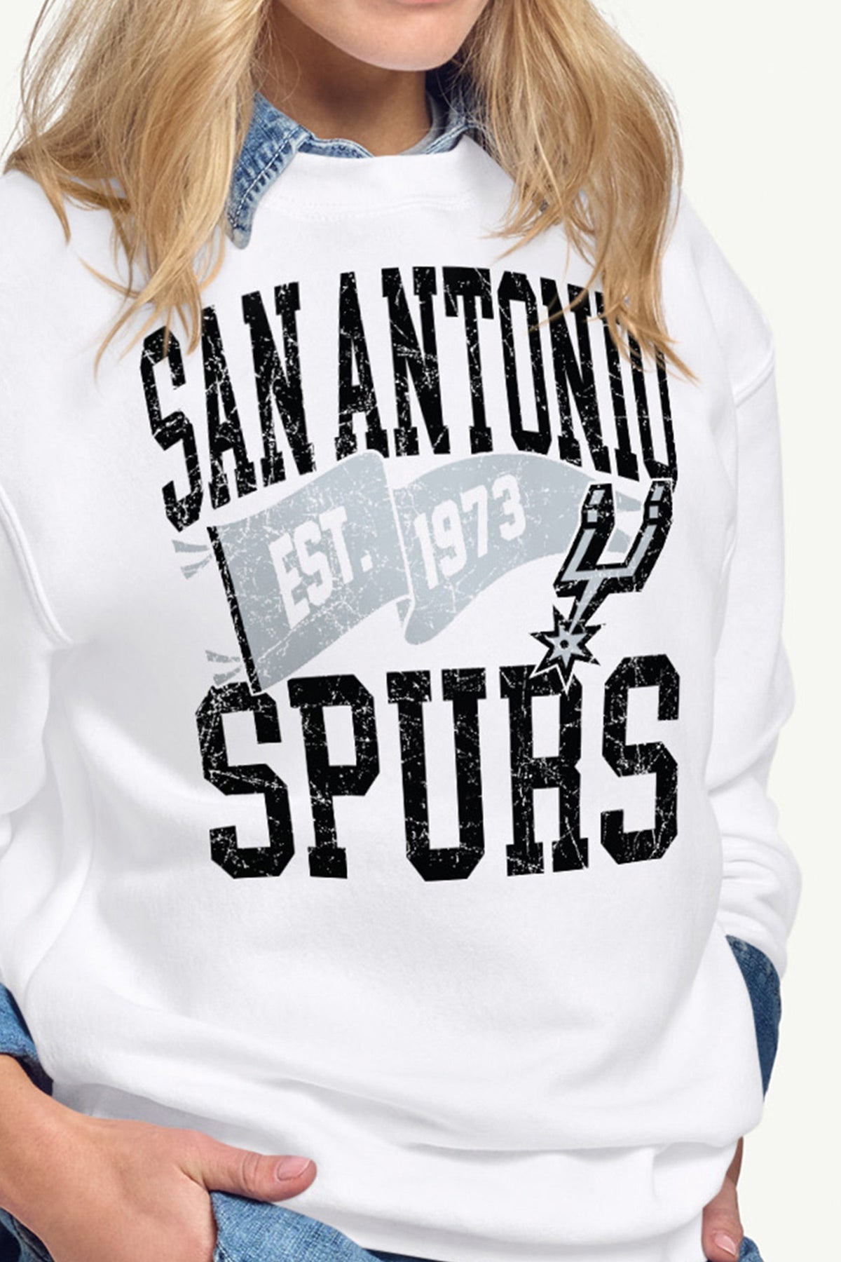 Starter WOMENS SAN ANTONIO SPURS PENNANT SWEATSHIRT