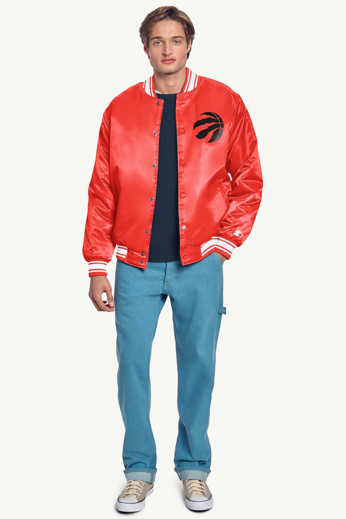 Starter MENS TORONTO RAPTORS PRINTED GRAPHIC SATIN VARSITY JACKET