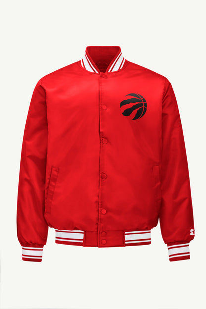 Starter MENS TORONTO RAPTORS MESH LOOK SATIN VARSITY JACKET