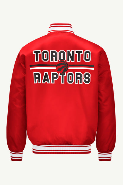Starter MENS TORONTO RAPTORS MESH LOOK SATIN VARSITY JACKET