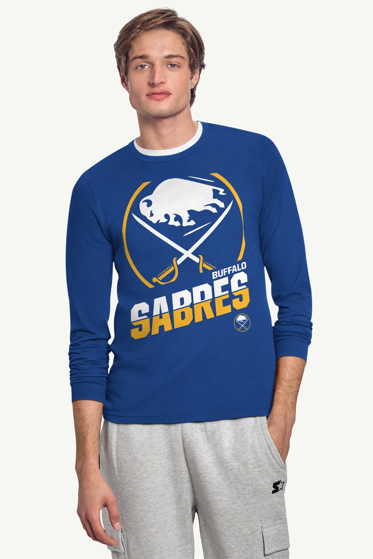 Starter MENS BUFFALO SABRES LOGO ZOOM LONG SLEEVE T SHIRT